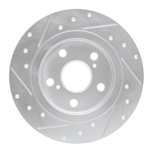 Pontiac Vibe Brake Rotor (1) - Rear Right - R1 Concepts - Drilled & Slotted - Silver - `08-`18